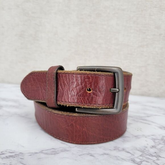 Red Wing Shoes Bison Red Brown Leather Belt Men's Size 42 USA - Picture 1 of 14